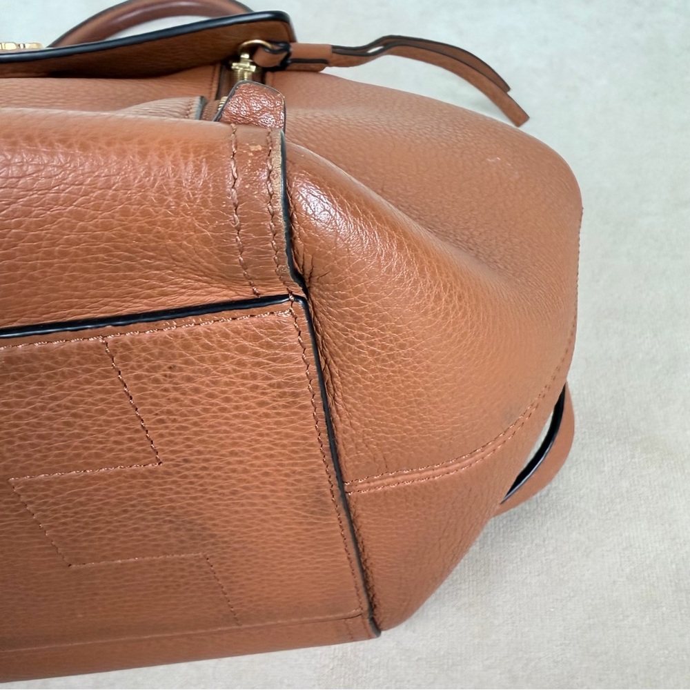 Tory Burch Brown Leather Half-Moon Top Handle Satchel Crossbody Bag - Picture 9 of 15